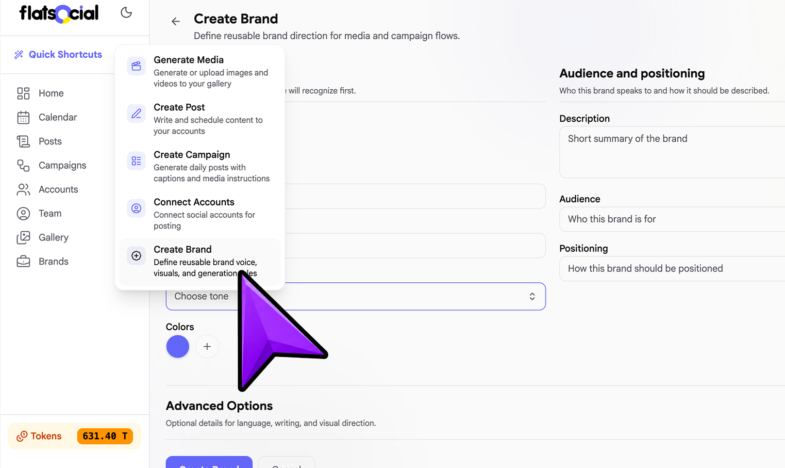 Brand management screenshot