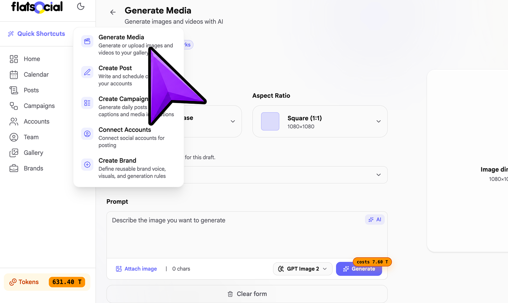 AI media generation screenshot